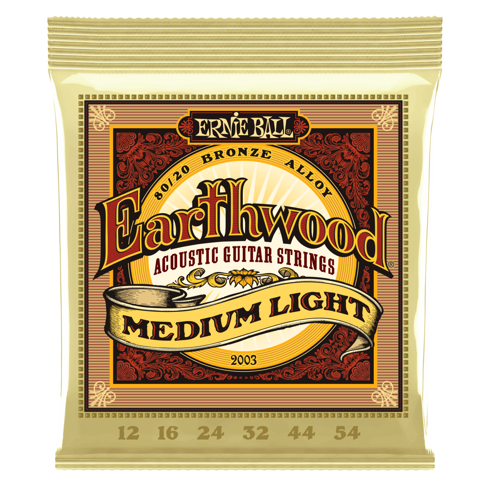 Ernie Ball 2003 Medium Light Earthwood 80/20 Bronze Acoustic Guitar Strings 12-54