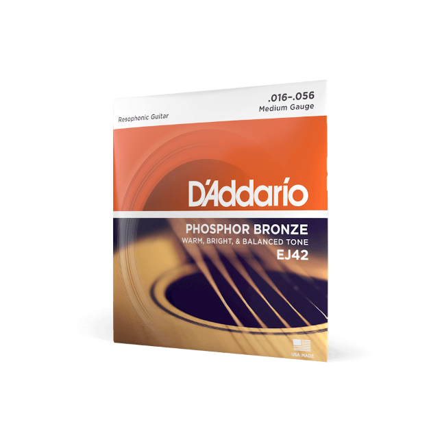 D'Addario EJ42 16-56 Medium Resophonic, Phosphor Bronze Resophonic Guitar Strings