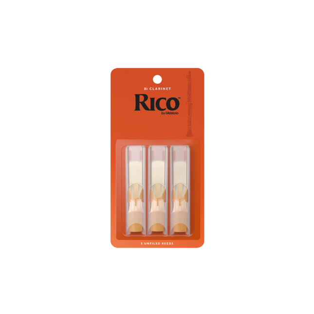 Rico by D'Addario Bb Clarinet Reeds, Strength 2, 3-pack
