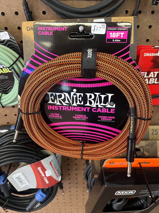 Ernie Ball 18ft Instrument Cable Pumpkin Pie