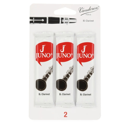 JUNO Reeds by Vandoren, Bb Clarinet, Strength 2, 3 Count on Card