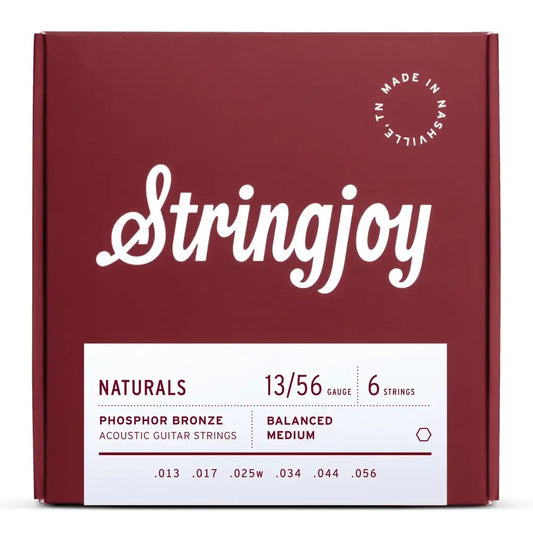 Stringjoy 13-56 Medium Gauge Naturals - Phosphor Bronze Acoustic Guitar Strings