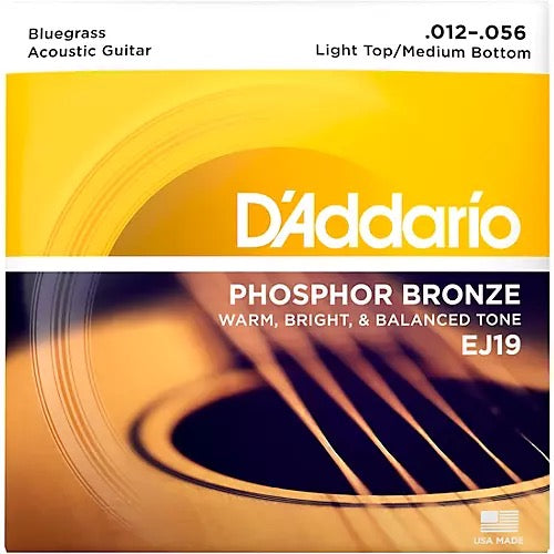 D'Addario EJ19 Phosphor Bronze Bluegrass Medium Light Acoustic Guitar Strings