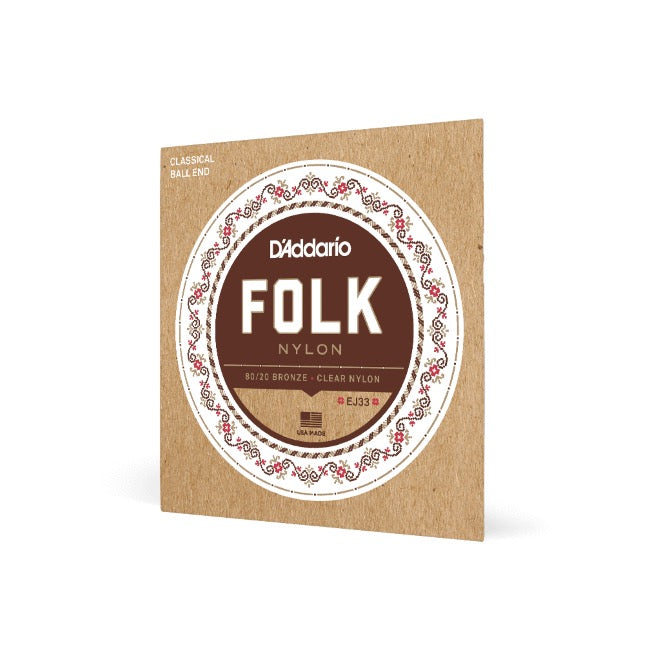 Normal Tension Ball End, 80/20 Bronze/Clear Nylon, Folk Nylon Classical Guitar Strings
