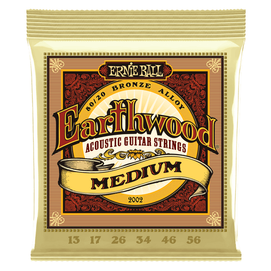 Ernie Ball 2002 Medium Earthwood 80/20 Bronze Acoustic Guitar Strings 13-56