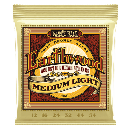 Ernie Ball 2003 Medium Light Earthwood 80/20 Bronze Acoustic Guitar Strings 12-54