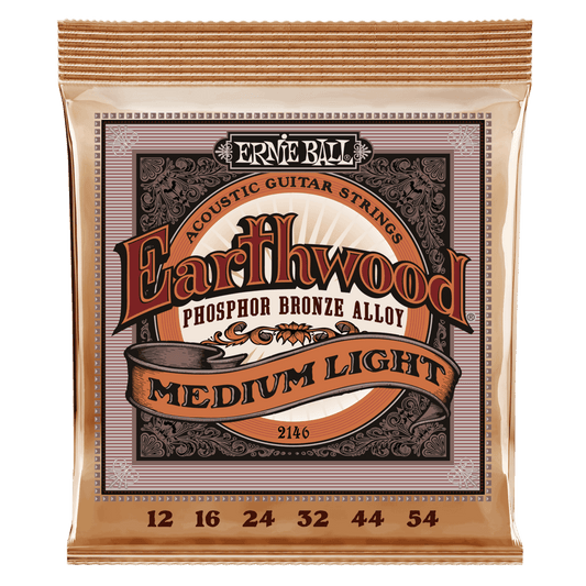 Ernie Ball 2146 Medium Light Earthwood Phosphor Bronze Acoustic Guitar Strings 12-54