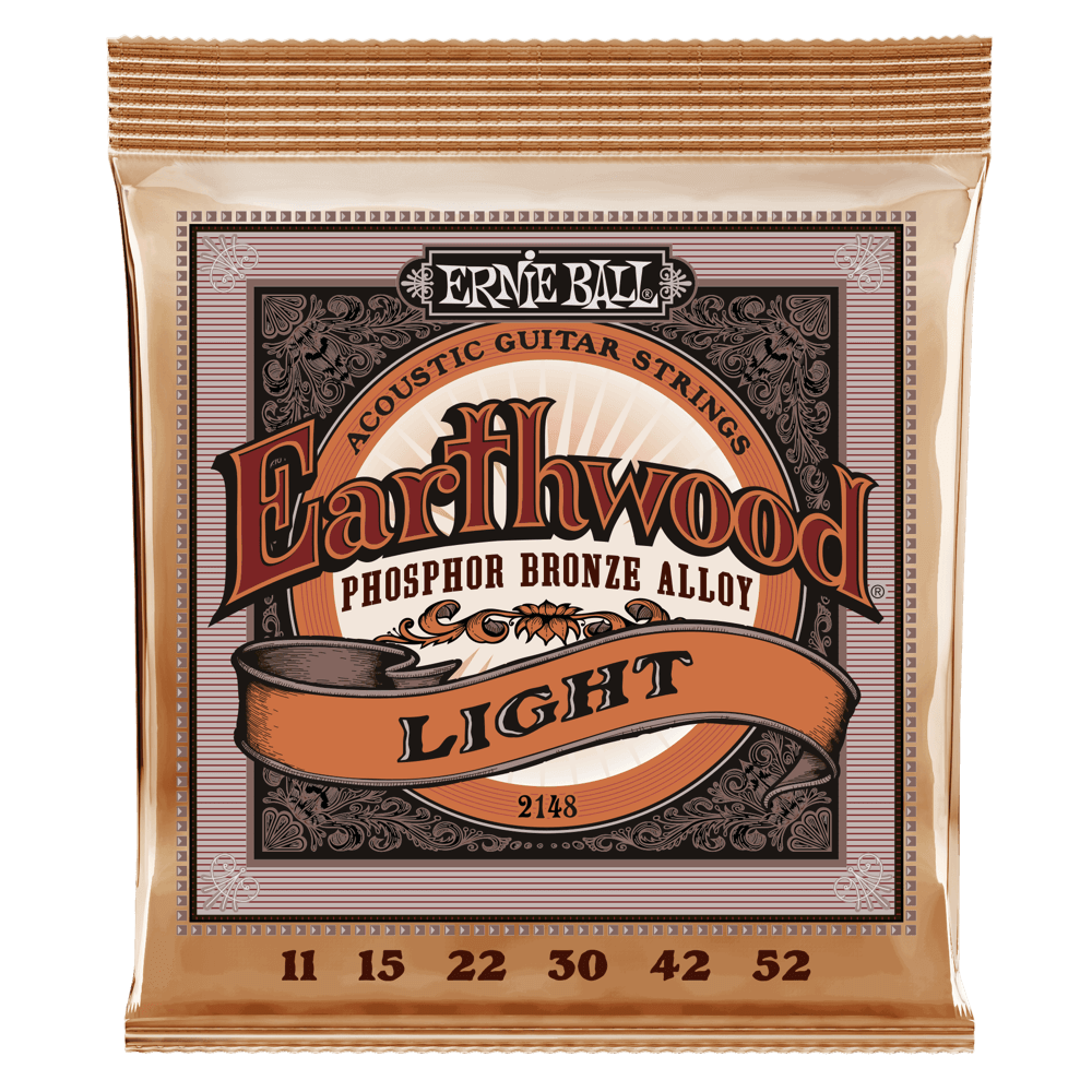 Ernie Ball 2148 Light Earthwood Phosphor Bronze Acoustic Guitar Strings 11-52