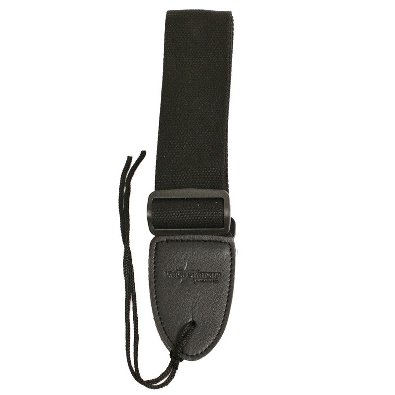 Strap,Cotton Web Soft Leather Ends Black