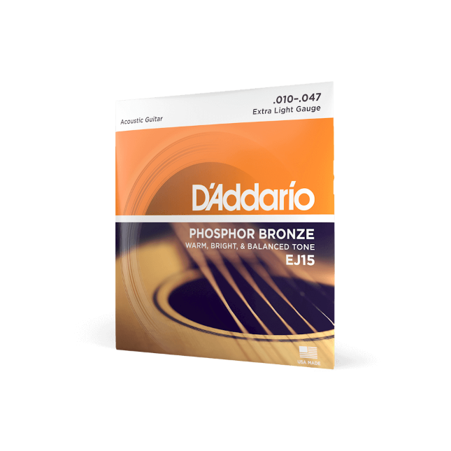 D'Addario EJ15 10-47 Extra Light, Phosphor Bronze Acoustic Guitar Strings